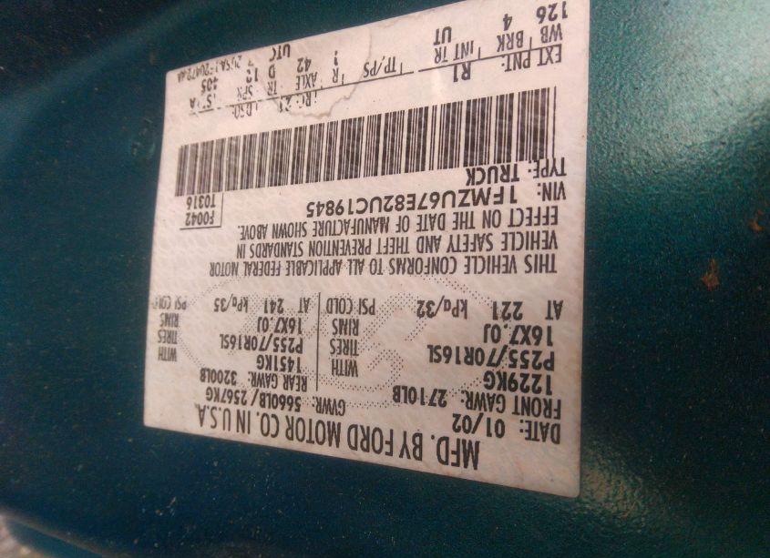 Photo 9 of 2002 Ford Explorer SPORT TRAC (VIN 1FMZU67E82UC19845)