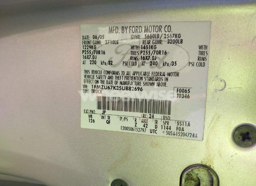 Photo 9 of 2005 Ford Explorer SPORT TRAC (VIN 1FMZU67K35UB82696)