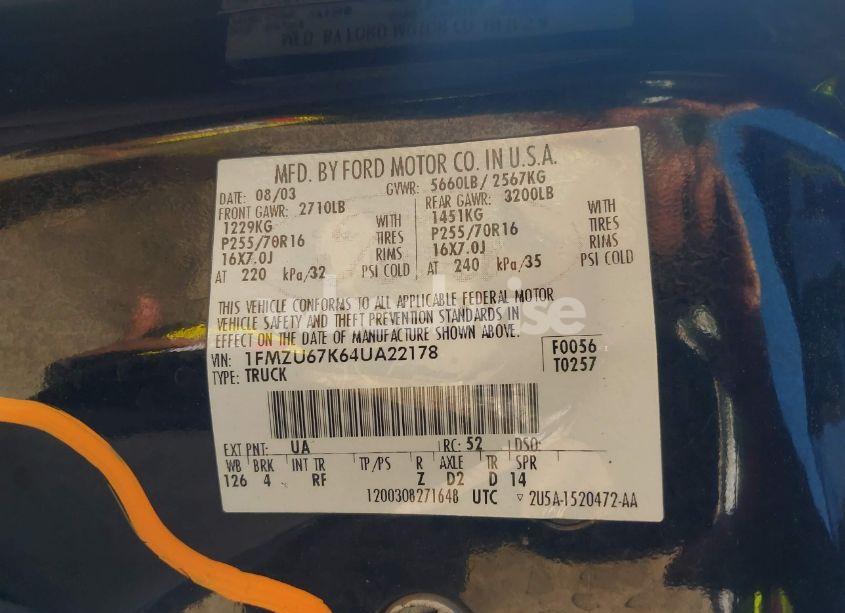 Photo 9 of 2004 Ford Explorer SPORT TRAC ADRENALIN/XLS/XLT (VIN 1FMZU67K64UA22178)