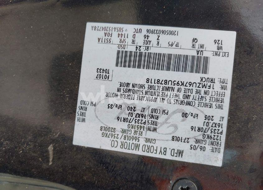 Photo 9 of 2005 Ford Explorer SPORT TRAC ADRENALIN/XLS/XLT (VIN 1FMZU67K95UB78118)