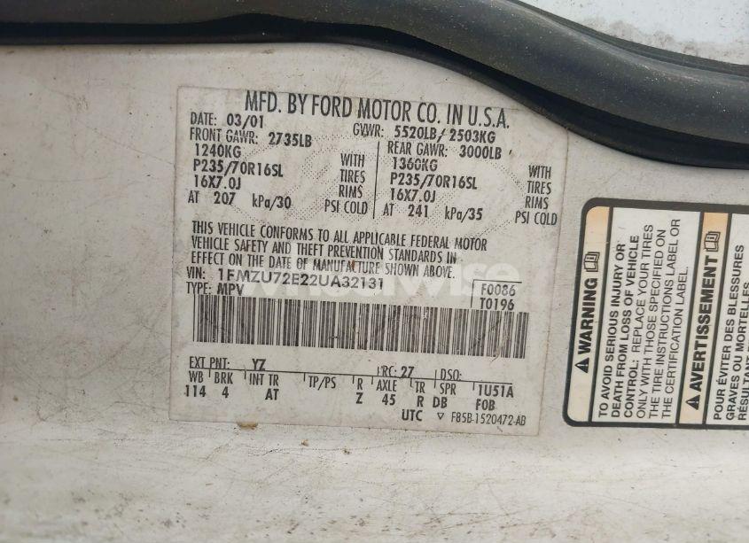 Photo 9 of 2002 Ford Explorer XLS (VIN 1FMZU72E22UA32131)