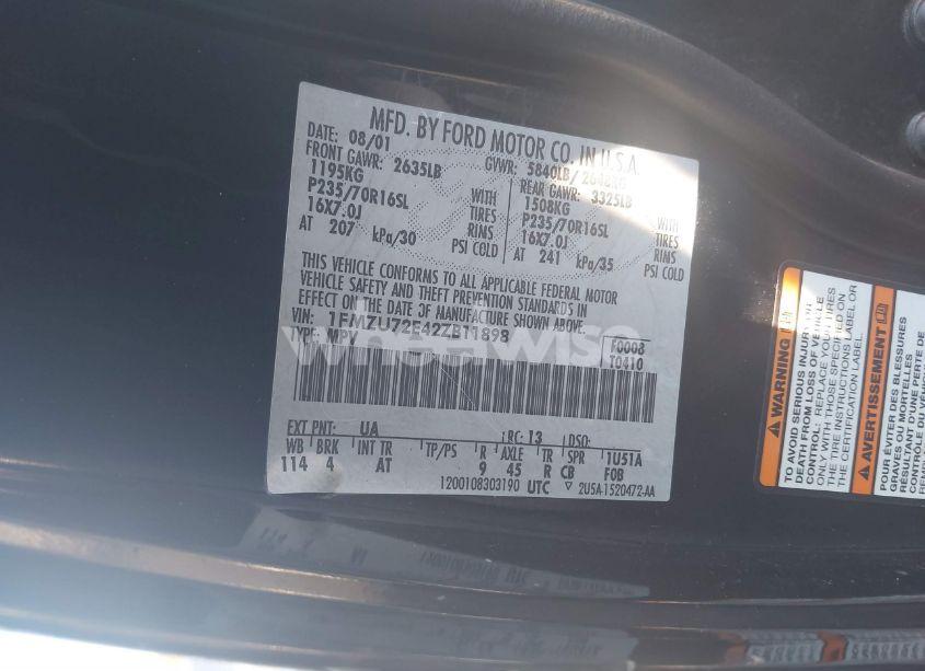 Photo 9 of 2002 Ford Explorer XLS (VIN 1FMZU72E42ZB11898)