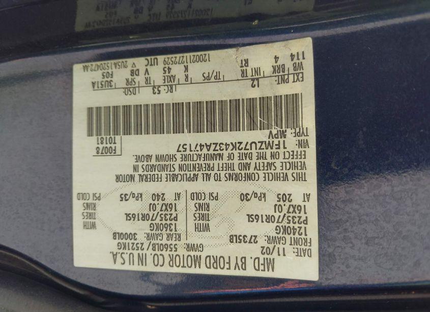 Photo 9 of 2003 Ford Explorer XLS (VIN 1FMZU72K43ZA47157)