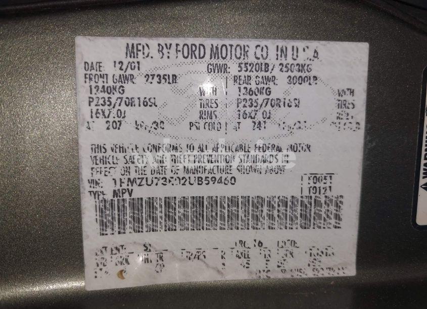 Photo 9 of 2002 Ford Explorer XLT (VIN 1FMZU73E02UB59460)