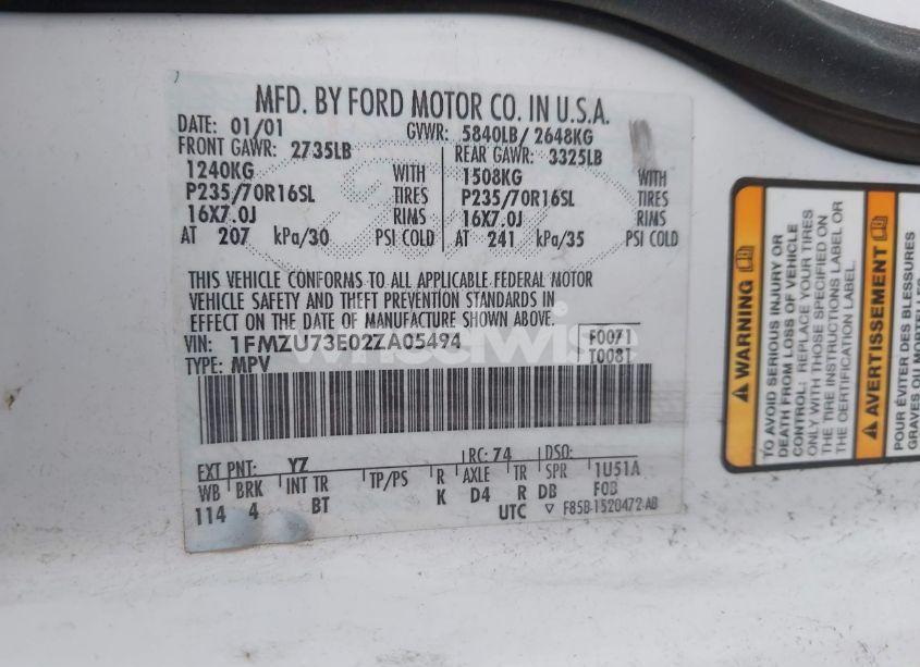 Photo 9 of 2002 Ford Explorer XLT (VIN 1FMZU73E02ZA05494)