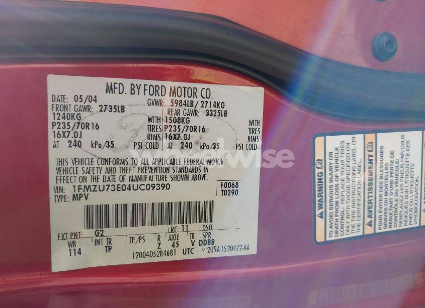 Photo 9 of 2004 Ford Explorer NBX/XLT (VIN 1FMZU73E04UC09390)