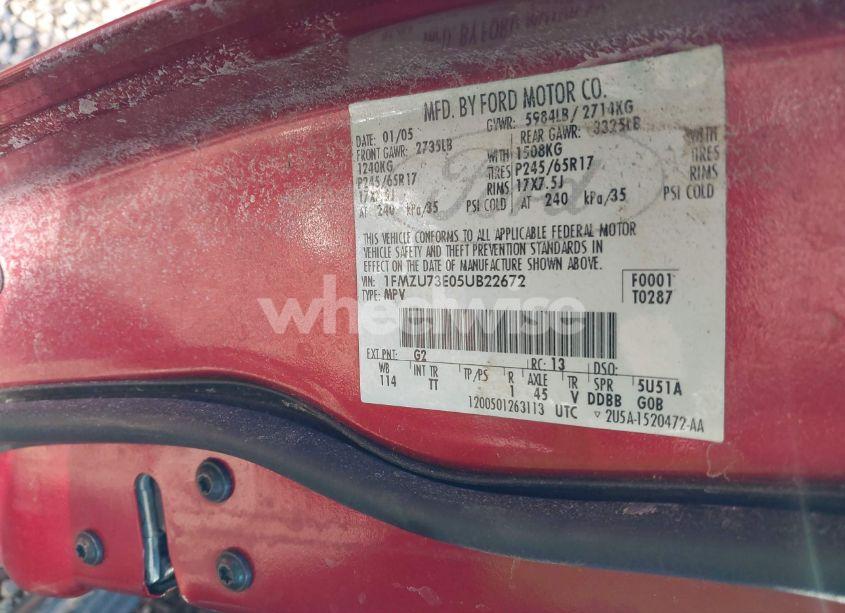 Photo 9 of 2005 Ford Explorer XLT/XLT SPORT (VIN 1FMZU73E05UB22672)