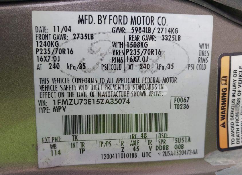 Photo 9 of 2005 Ford Explorer XLT/XLT SPORT (VIN 1FMZU73E15ZA35074)