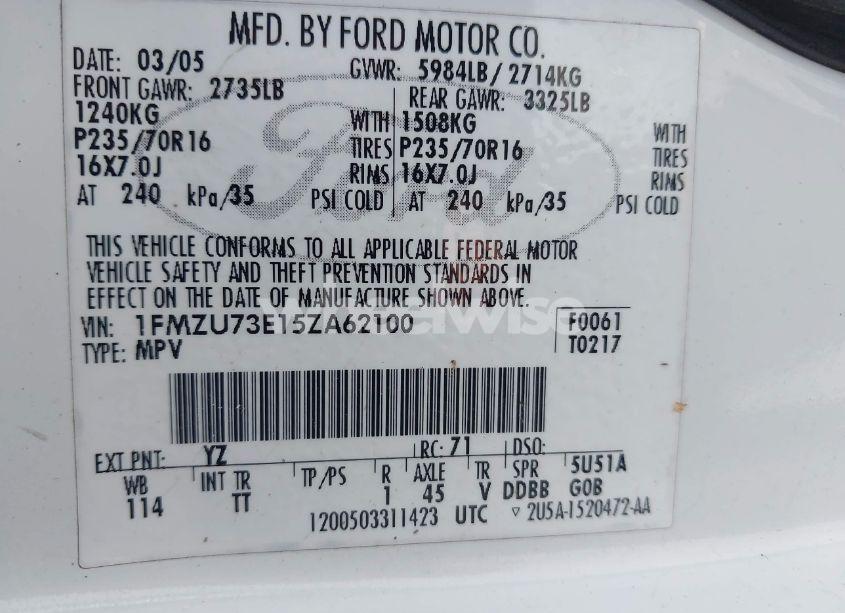 Photo 9 of 2005 Ford Explorer XLT/XLT SPORT (VIN 1FMZU73E15ZA62100)