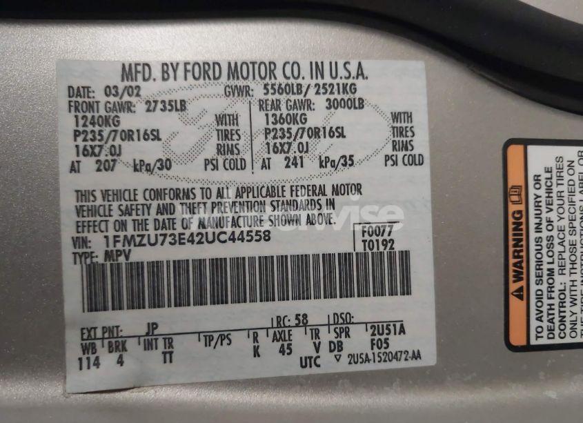 Photo 9 of 2002 Ford Explorer XLT (VIN 1FMZU73E42UC44558)