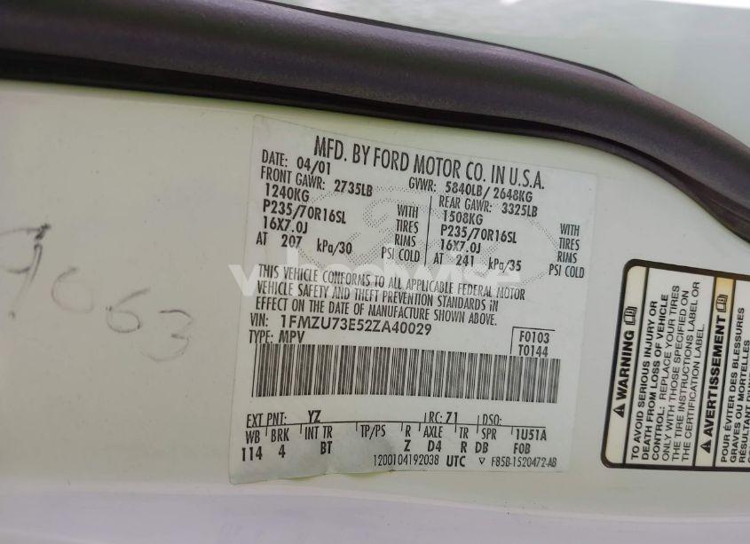 Photo 9 of 2002 Ford Explorer XLT (VIN 1FMZU73E52ZA40029)