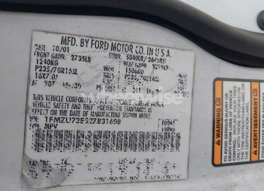 Photo 9 of 2002 Ford Explorer XLT (VIN 1FMZU73E52ZB31608)