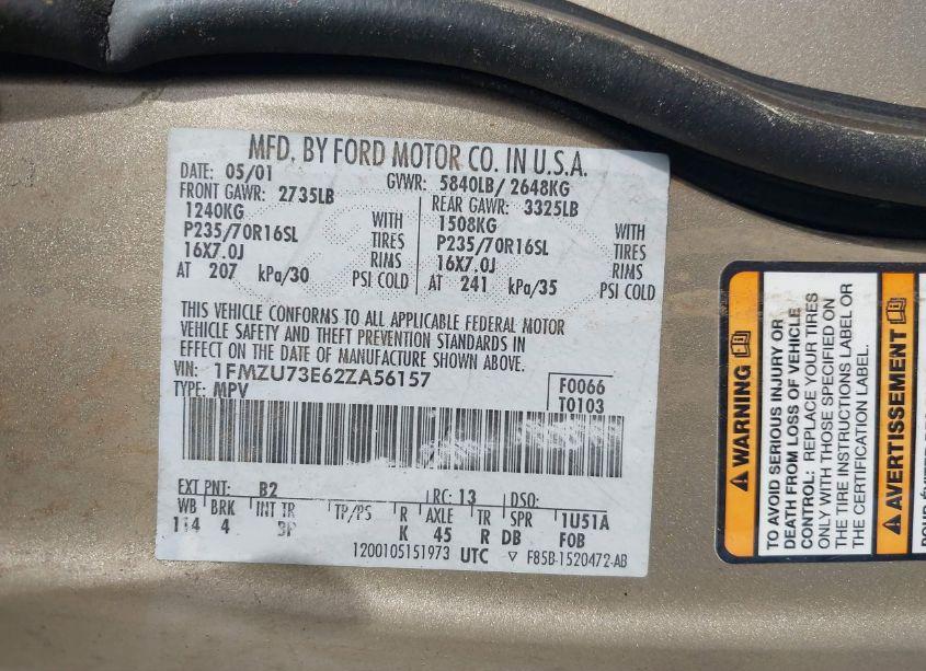 Photo 9 of 2002 Ford Explorer XLT (VIN 1FMZU73E62ZA56157)