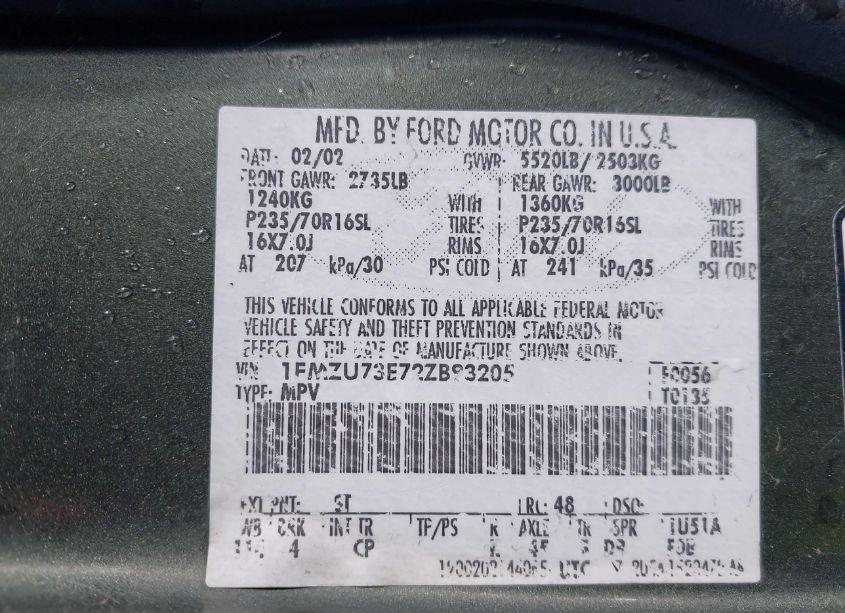 Photo 9 of 2002 Ford Explorer XLT (VIN 1FMZU73E72ZB93205)