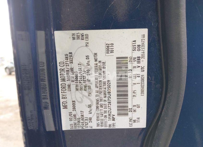 Photo 9 of 2005 Ford Explorer XLT/XLT SPORT (VIN 1FMZU73E75UB35029)