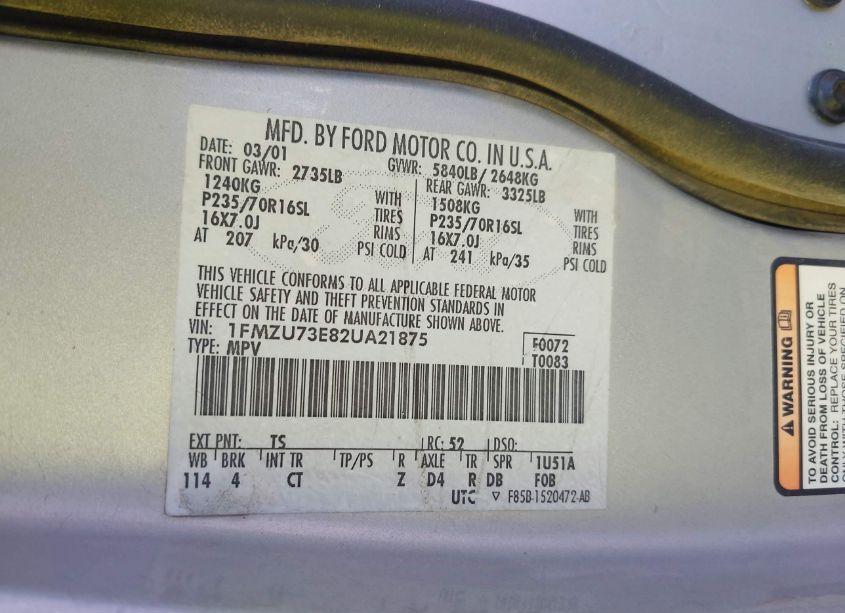 Photo 9 of 2002 Ford Explorer XLT (VIN 1FMZU73E82UA21875)