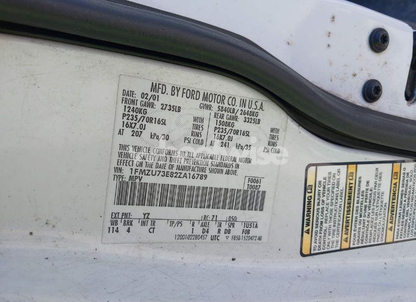 Photo 9 of 2002 Ford Explorer XLT (VIN 1FMZU73E82ZA16789)