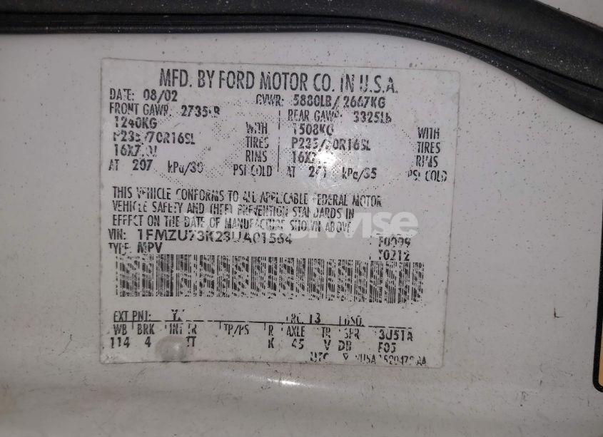 Photo 17 of 2003 Ford Explorer NBX/XLT (VIN 1FMZU73K23UA01564)