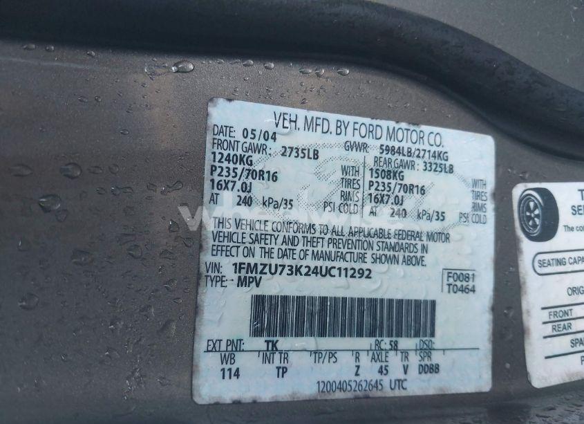 Photo 9 of 2004 Ford Explorer NBX/XLT (VIN 1FMZU73K24UC11292)