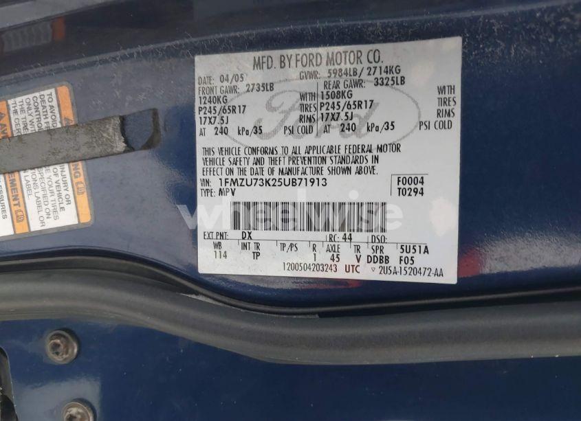 Photo 9 of 2005 Ford Explorer XLT/XLT SPORT (VIN 1FMZU73K25UB71913)