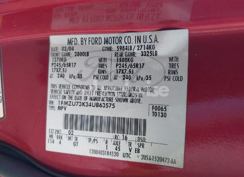 Photo 9 of 2004 Ford Explorer NBX/XLT (VIN 1FMZU73K34UB63575)