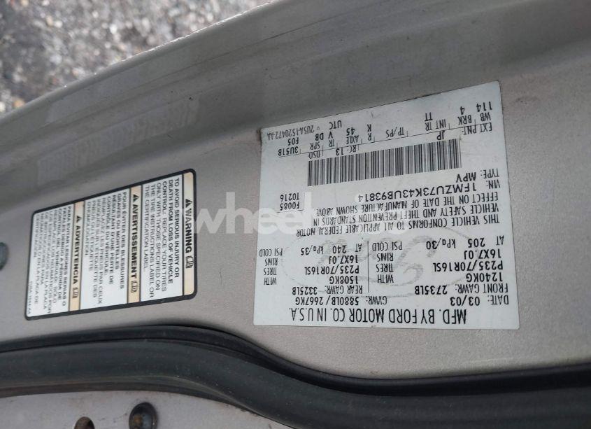 Photo 9 of 2003 Ford Explorer NBX/XLT (VIN 1FMZU73K43UB93814)