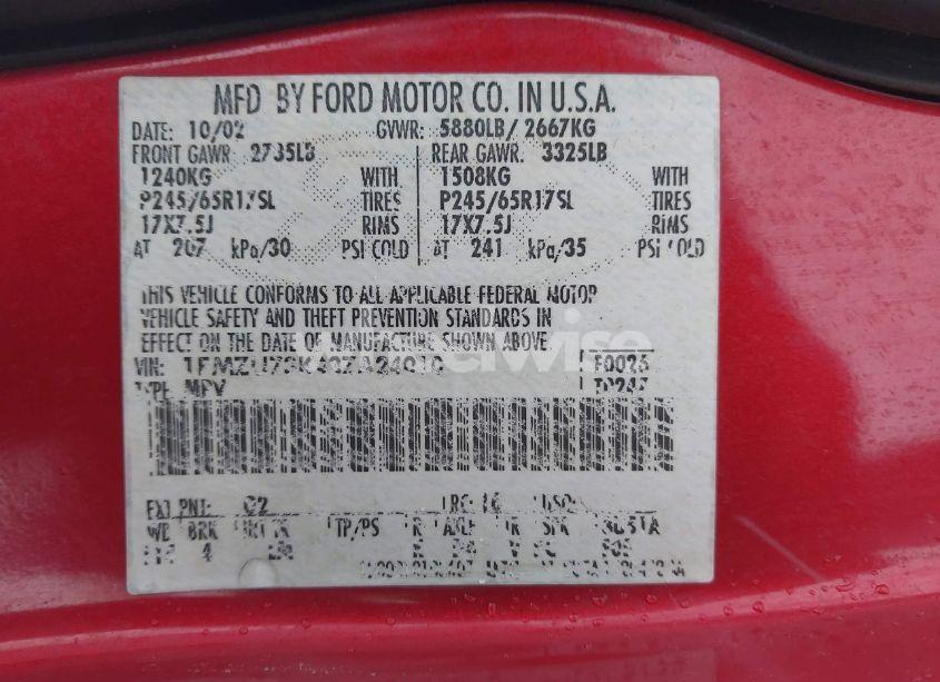 Photo 9 of 2003 Ford Explorer NBX/XLT (VIN 1FMZU73K43ZA24010)