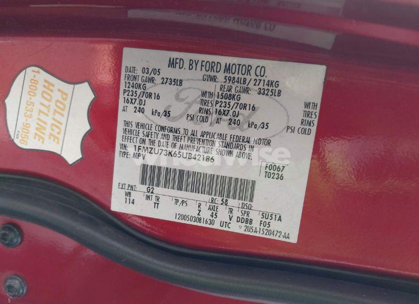 Photo 9 of 2005 Ford Explorer XLT/XLT SPORT (VIN 1FMZU73K65UB42186)