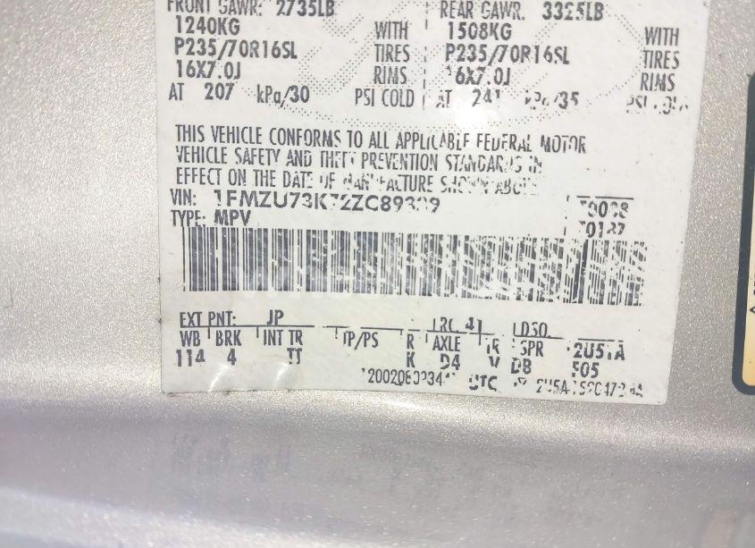 Photo 9 of 2002 Ford Explorer XLT (VIN 1FMZU73K72ZC89339)