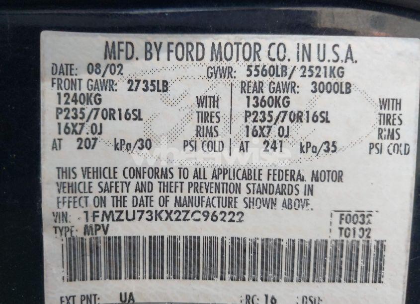 Photo 9 of 2002 Ford Explorer XLT (VIN 1FMZU73KX2ZC96222)