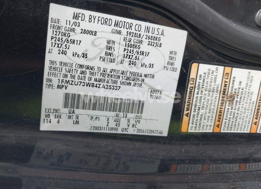 Photo 9 of 2004 Ford Explorer NBX/XLT (VIN 1FMZU73W84ZA35337)