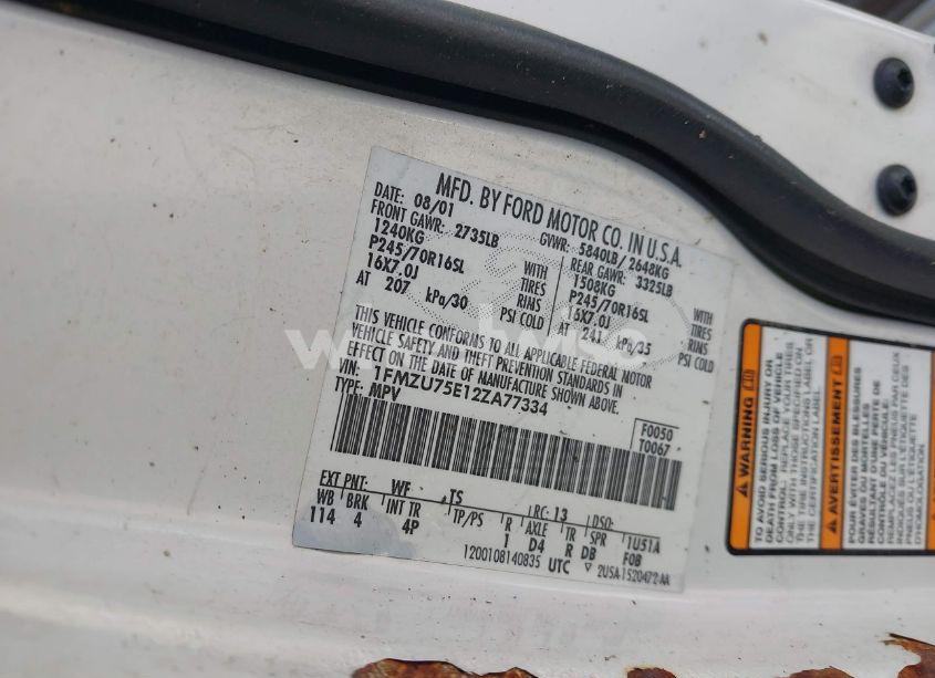 Photo 9 of 2002 Ford Explorer LIMITED (VIN 1FMZU75E12ZA77334)