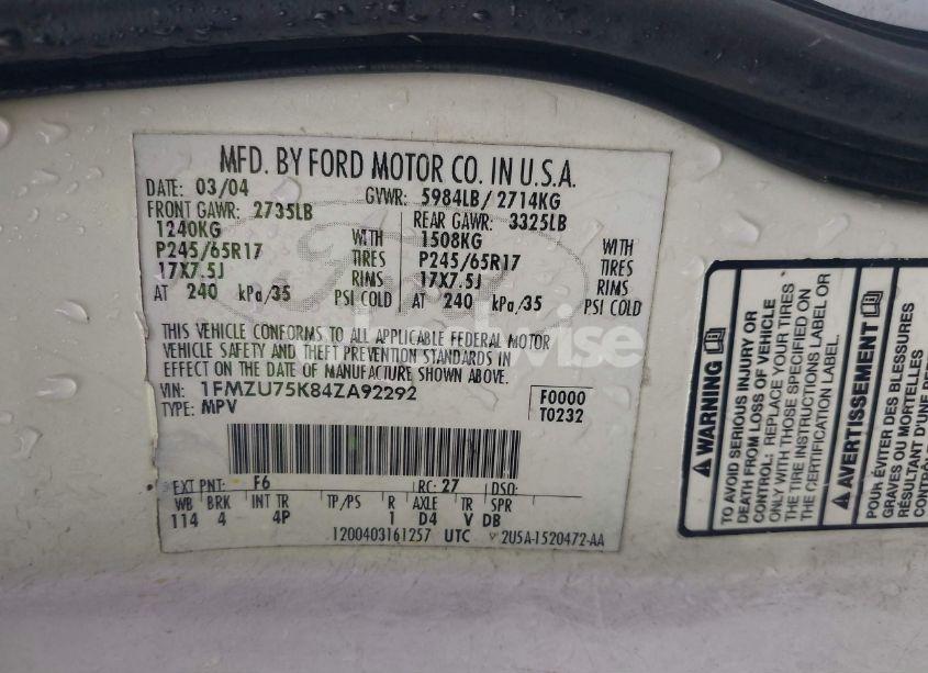 Photo 9 of 2004 Ford Explorer LIMITED (VIN 1FMZU75K84ZA92292)