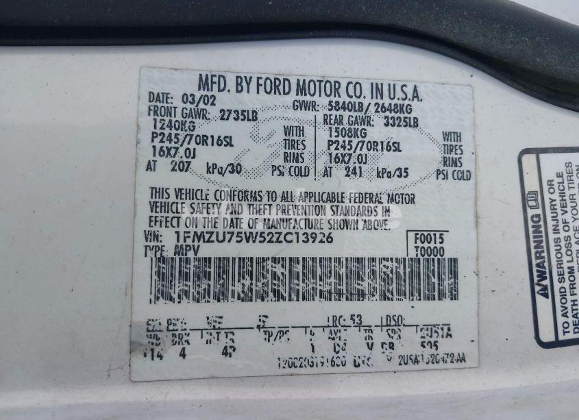 Photo 9 of 2002 Ford Explorer LIMITED (VIN 1FMZU75W52ZC13926)