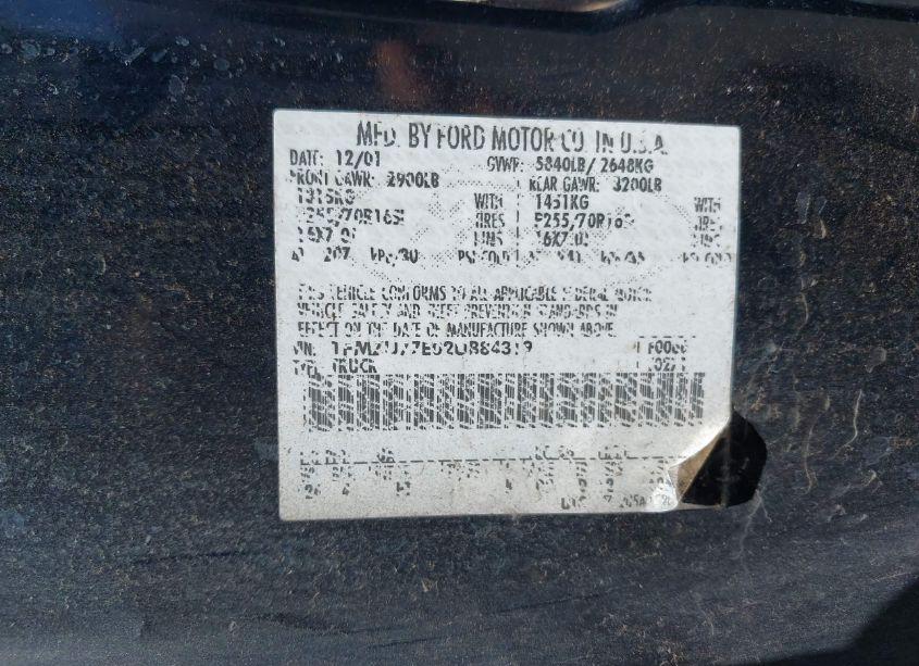 Photo 9 of 2002 Ford Explorer SPORT TRAC VALUE (VIN 1FMZU77E02UB84319)