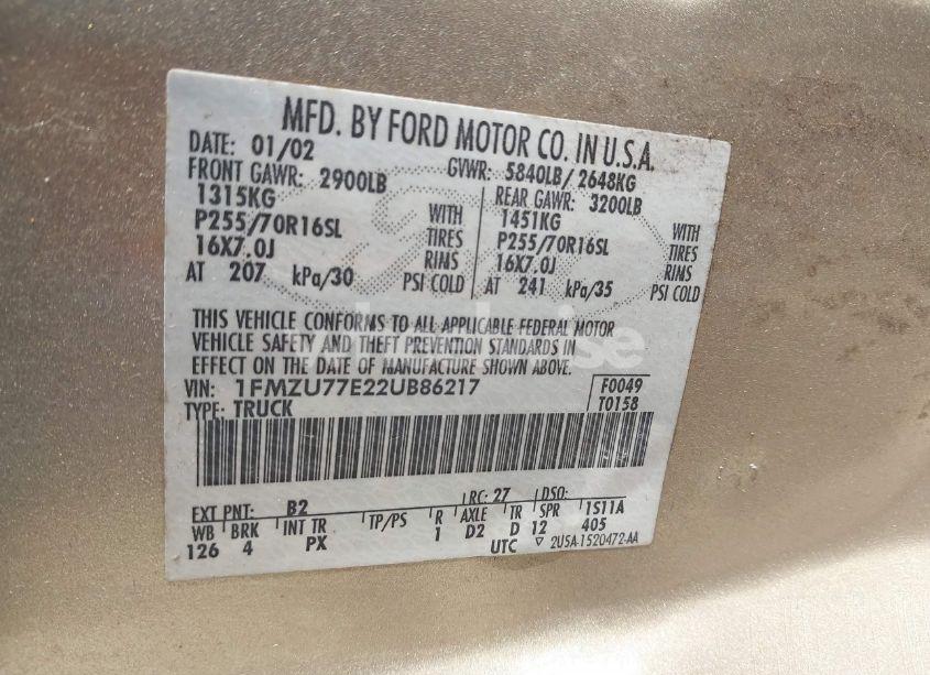 Photo 9 of 2002 Ford Explorer SPORT TRAC (VIN 1FMZU77E22UB86217)