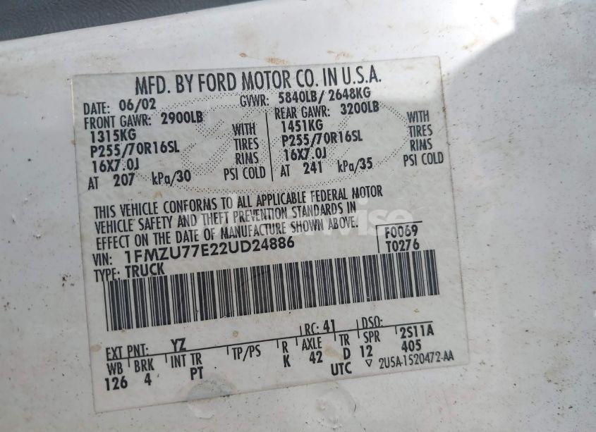 Photo 9 of 2002 Ford Explorer SPORT TRAC (VIN 1FMZU77E22UD24886)