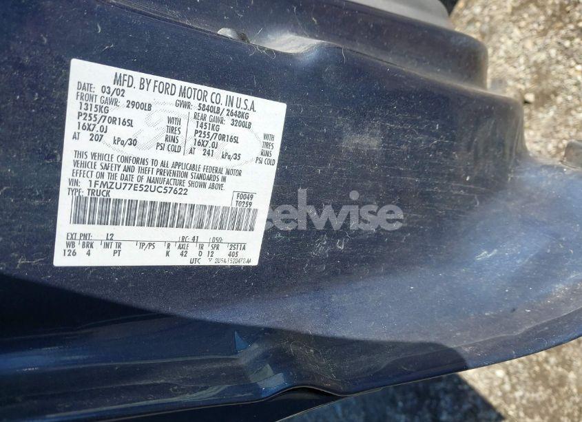 Photo 9 of 2002 Ford Explorer SPORT TRAC (VIN 1FMZU77E52UC57622)