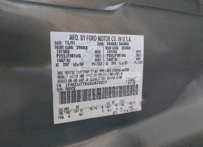 Photo 9 of 2002 Ford Explorer SPORT TRAC (VIN 1FMZU77E62UB76225)