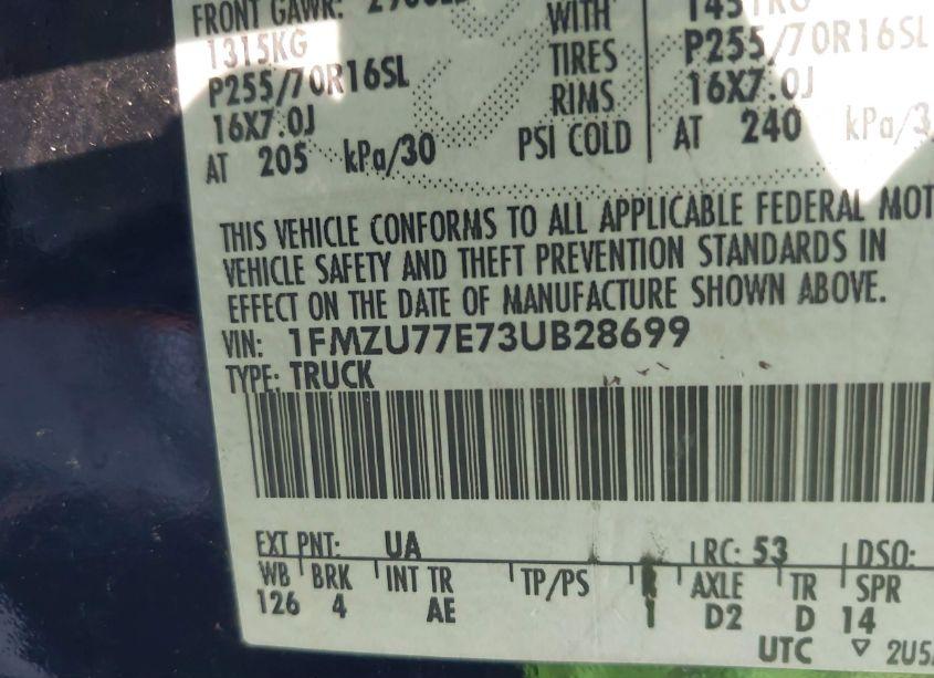 Photo 9 of 2003 Ford Explorer SPORT TRAC XLS/XLT (VIN 1FMZU77E73UB28699)