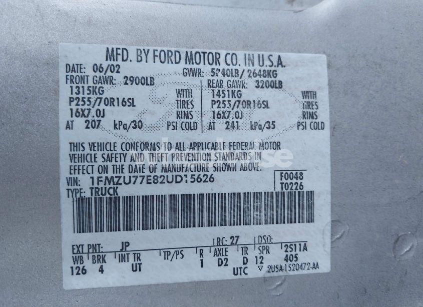 Photo 9 of 2002 Ford Explorer SPORT TRAC (VIN 1FMZU77E82UD15626)