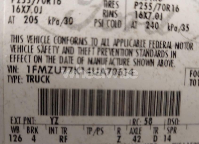 Photo 9 of 2004 Ford Explorer SPORT TRAC ADRENALIN/XLS/XLT (VIN 1FMZU77K14UA70614)