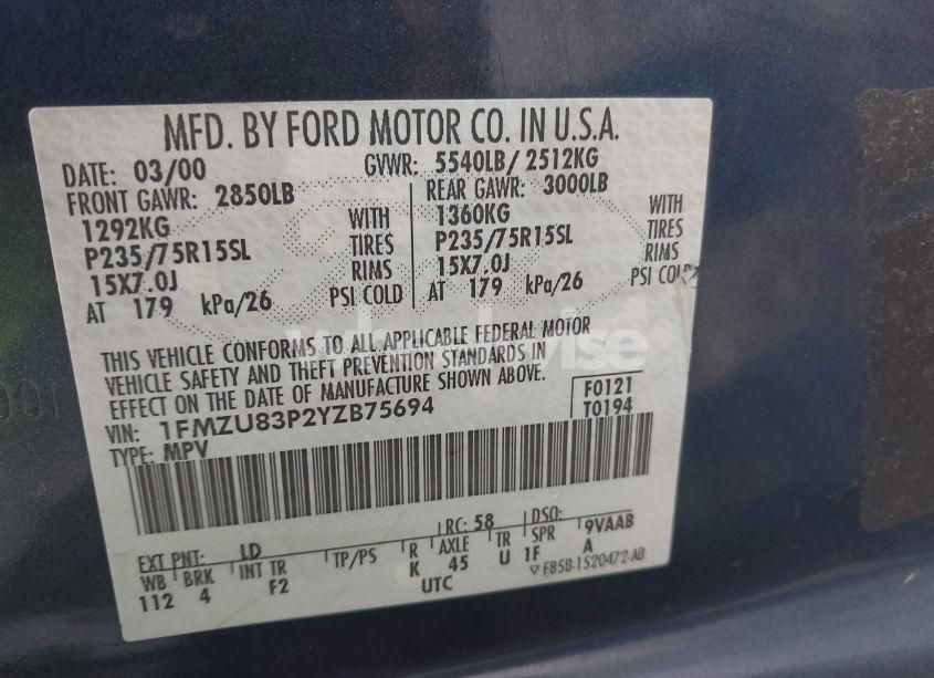 Photo 9 of 2000 Ford Explorer XLT (VIN 1FMZU83P2YZB75694)