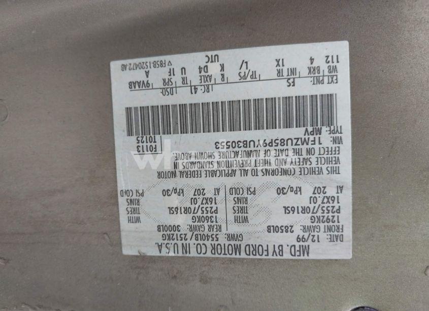 Photo 9 of 2000 Ford Explorer LIMITED (VIN 1FMZU85P9YUB30553)