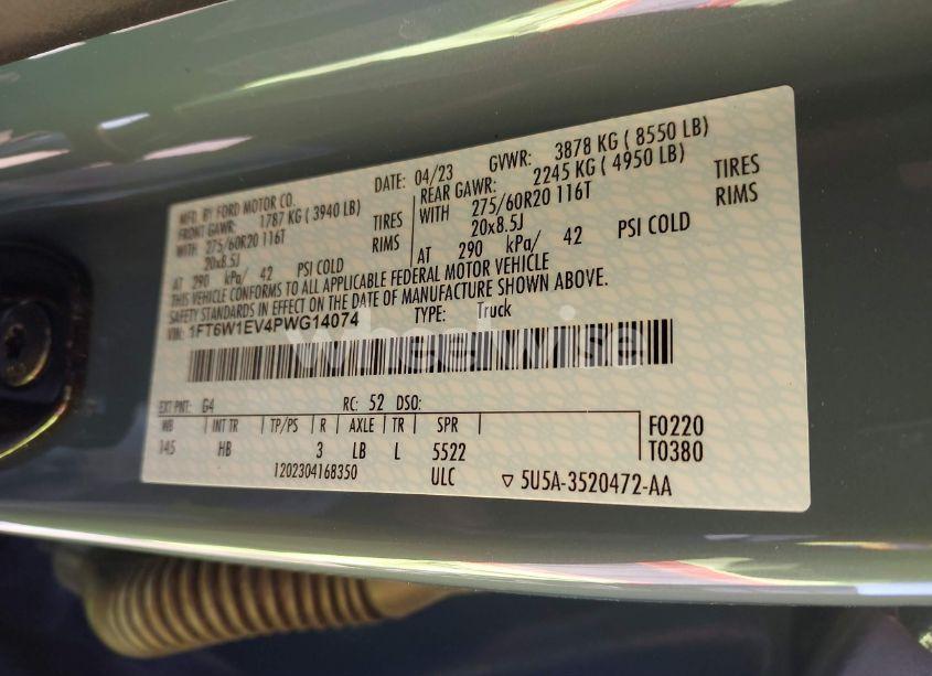 Photo 9 of 2023 Ford F-150 LIGHTNING LARIAT (VIN 1FT6W1EV4PWG14074)