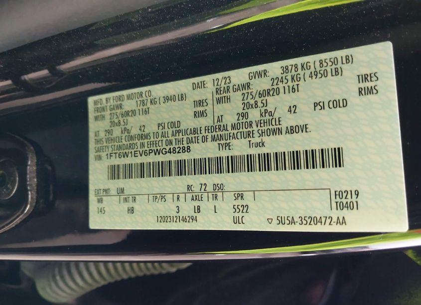 Photo 9 of 2023 Ford F-150 LIGHTNING LARIAT (VIN 1FT6W1EV6PWG48288)