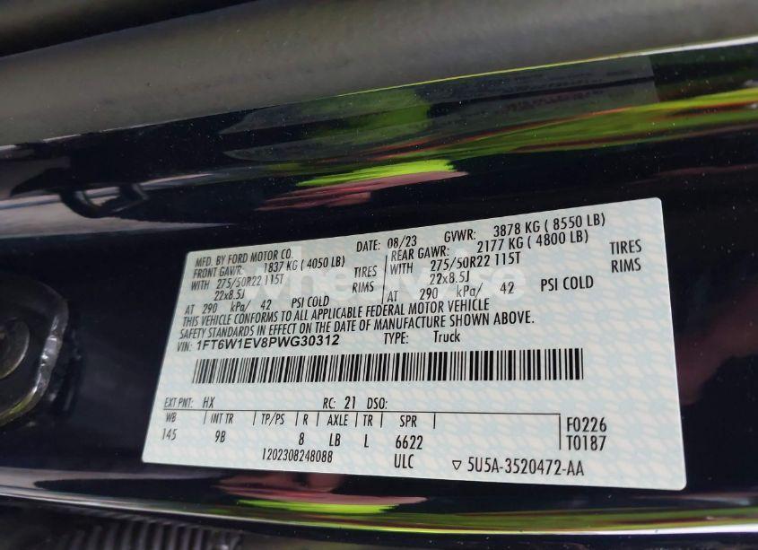 Photo 9 of 2023 Ford F-150 LIGHTNING PLATINUM (VIN 1FT6W1EV8PWG30312)