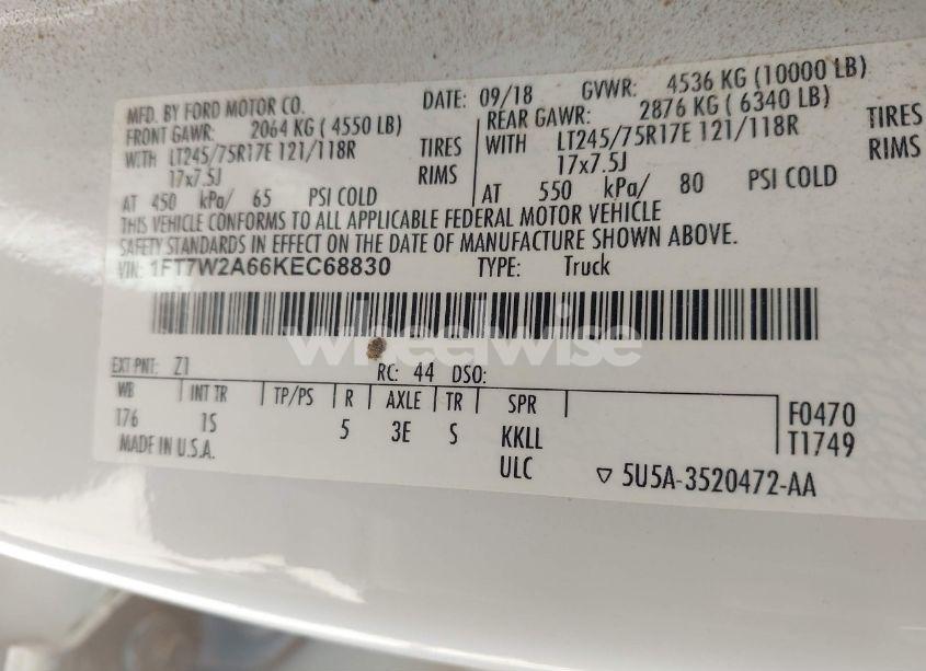 Photo 9 of 2019 Ford F-250 XL (VIN 1FT7W2A66KEC68830)