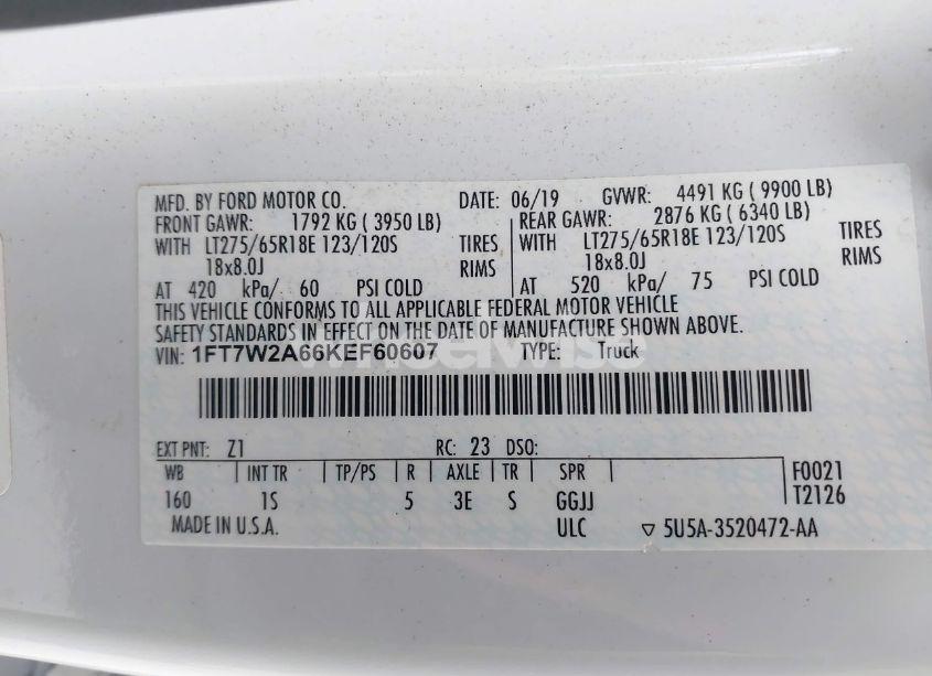 Photo 9 of 2019 Ford F-250 XL (VIN 1FT7W2A66KEF60607)