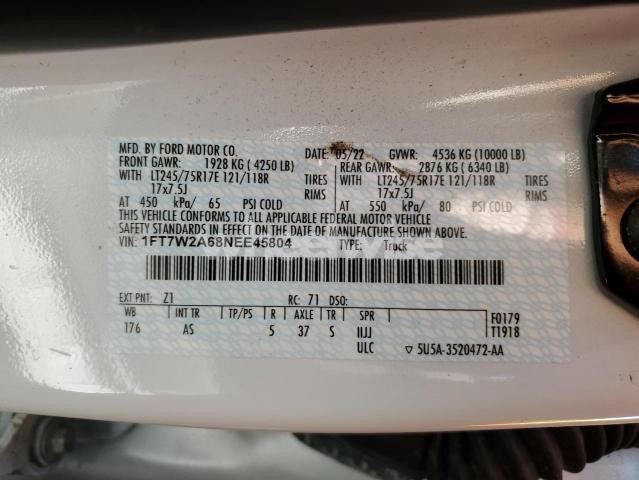 Photo 5 of 2022 FORD F250 SUPER DUTY (VIN 1FT7W2A68NEE45804)
